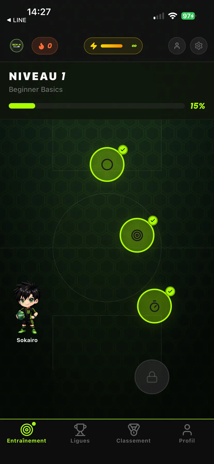 Sokai MVP mobile progress screen