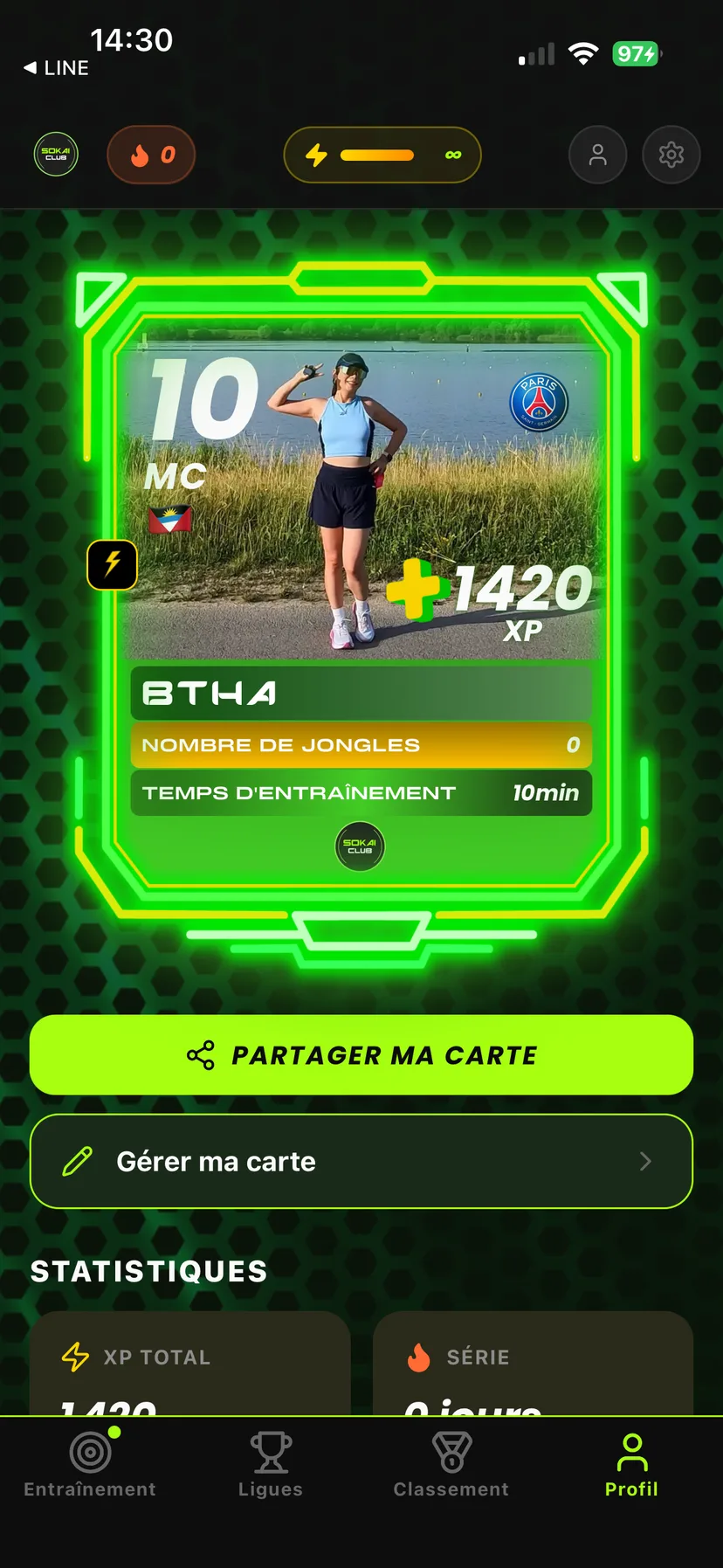 Sokai MVP mobile profile screen